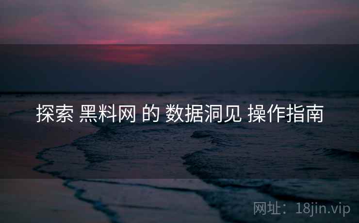 探索 黑料网 的 数据洞见 操作指南
