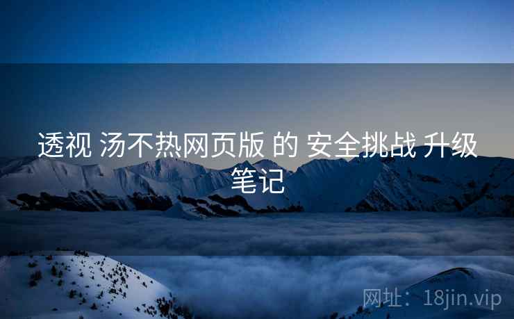 透视 汤不热网页版 的 安全挑战 升级笔记